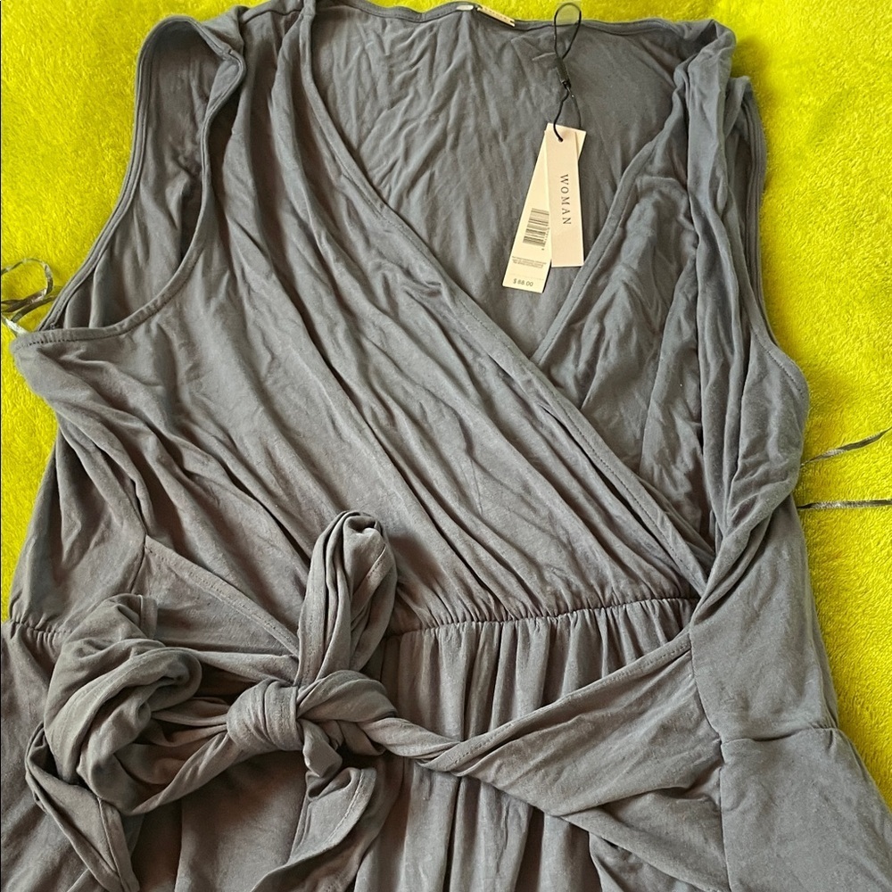 Tahari Slate Gray Wrap-Style Women's Dress
